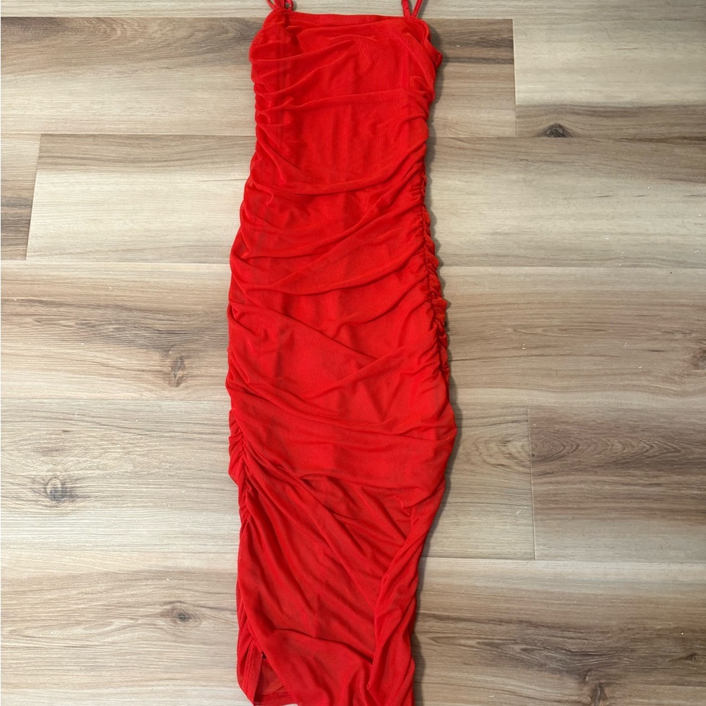 Target Red Ruched Bodycon Cocktail Dress